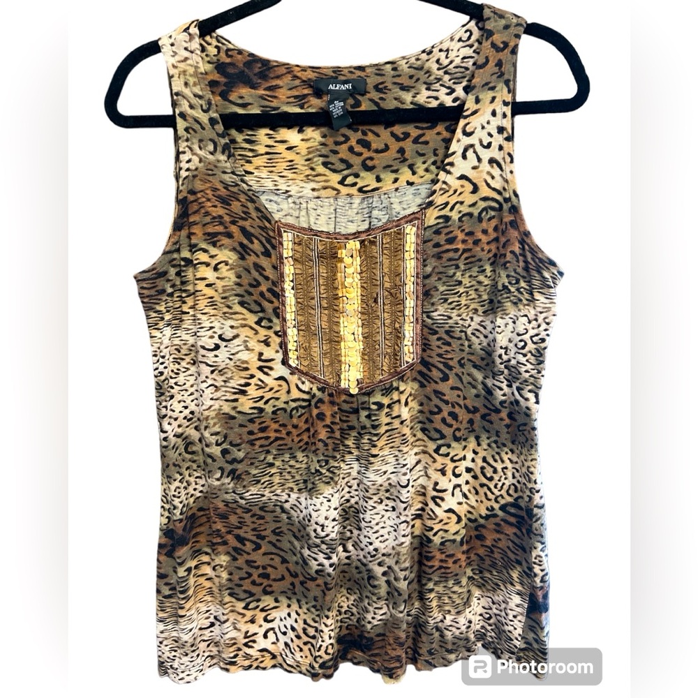 Alfani Cheetah Sequence Tank Top Size M